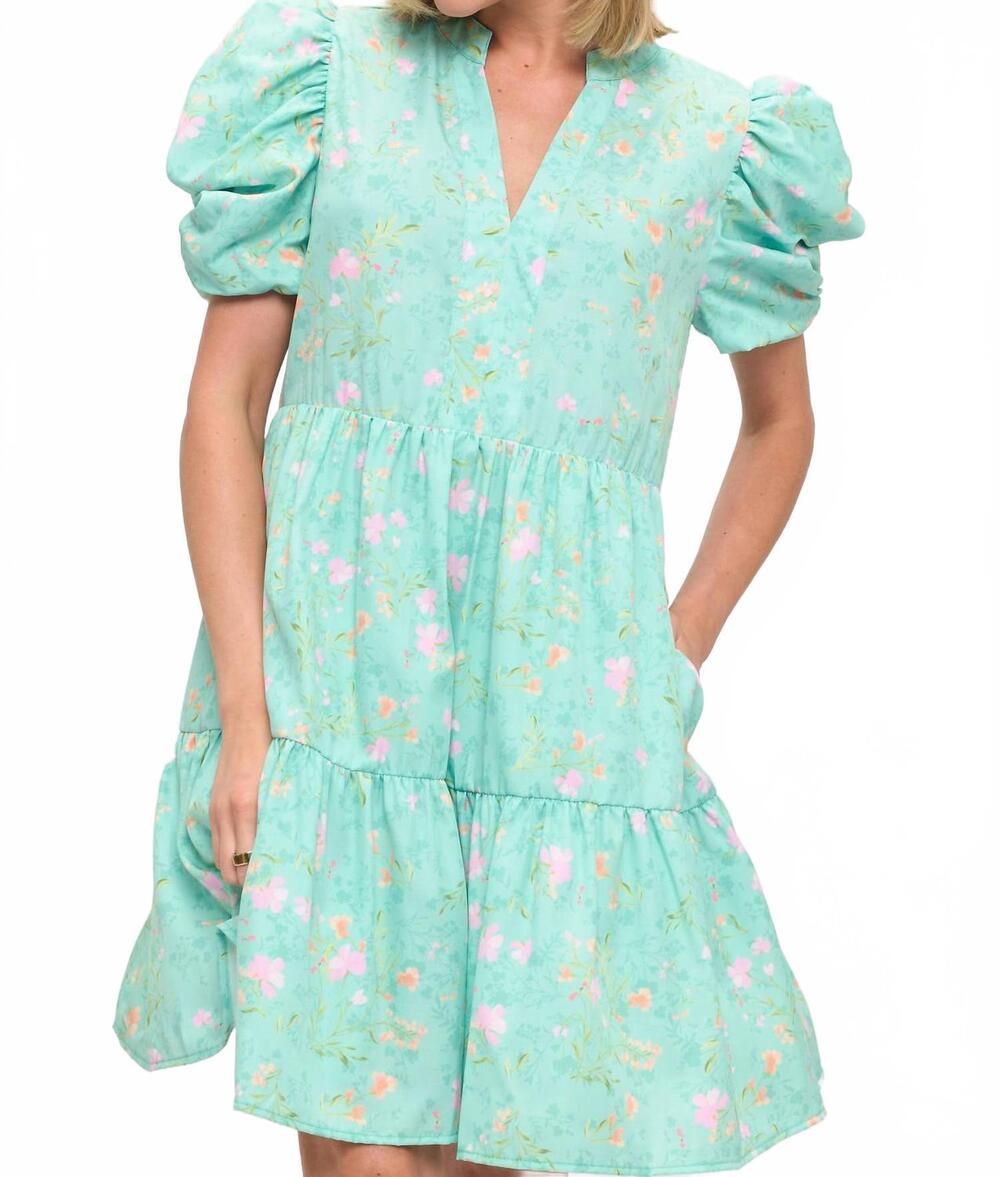 NEW BEESON RIVER floral baby doll mini dress in green
